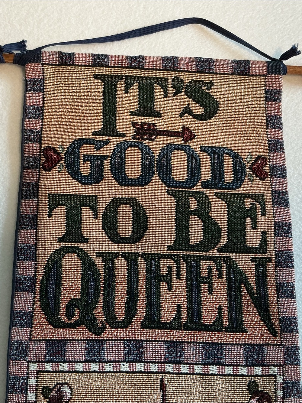 Mary Engelbreit Tapestry Wall Hanging It’s Good To Be Queen Bell Pull Vintage